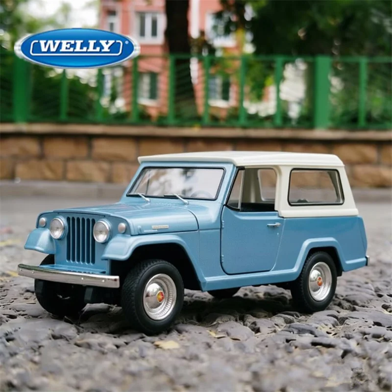 

WELLY 1:24 1967 Jeep Jeepster Commando, модель автомобиля-универсала из сплава, литая металлическая модель внедорожника, подарок для детей