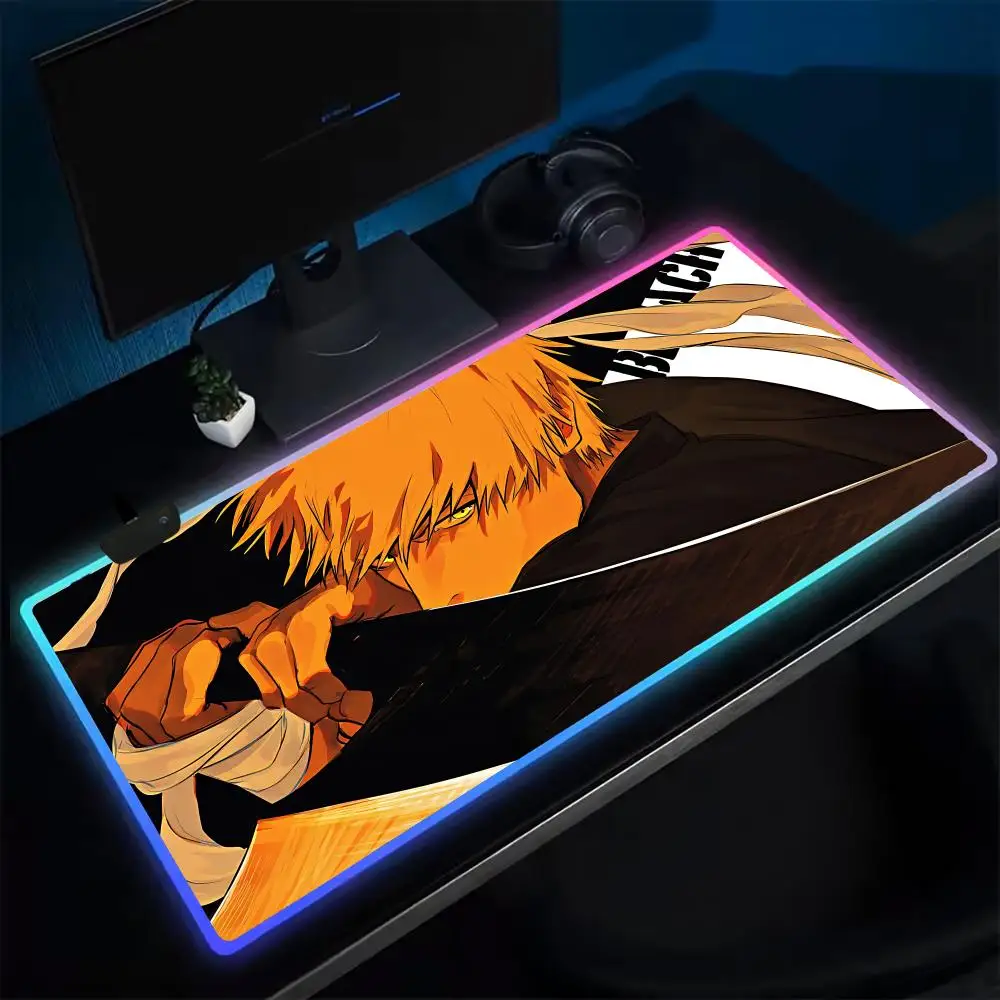 Super B-Bleachs Mouse Pad Anime Gaming Mouse Pad LED Table Pads Backlit Rubber Desktop XXL Mousepad RGB Desk Mats