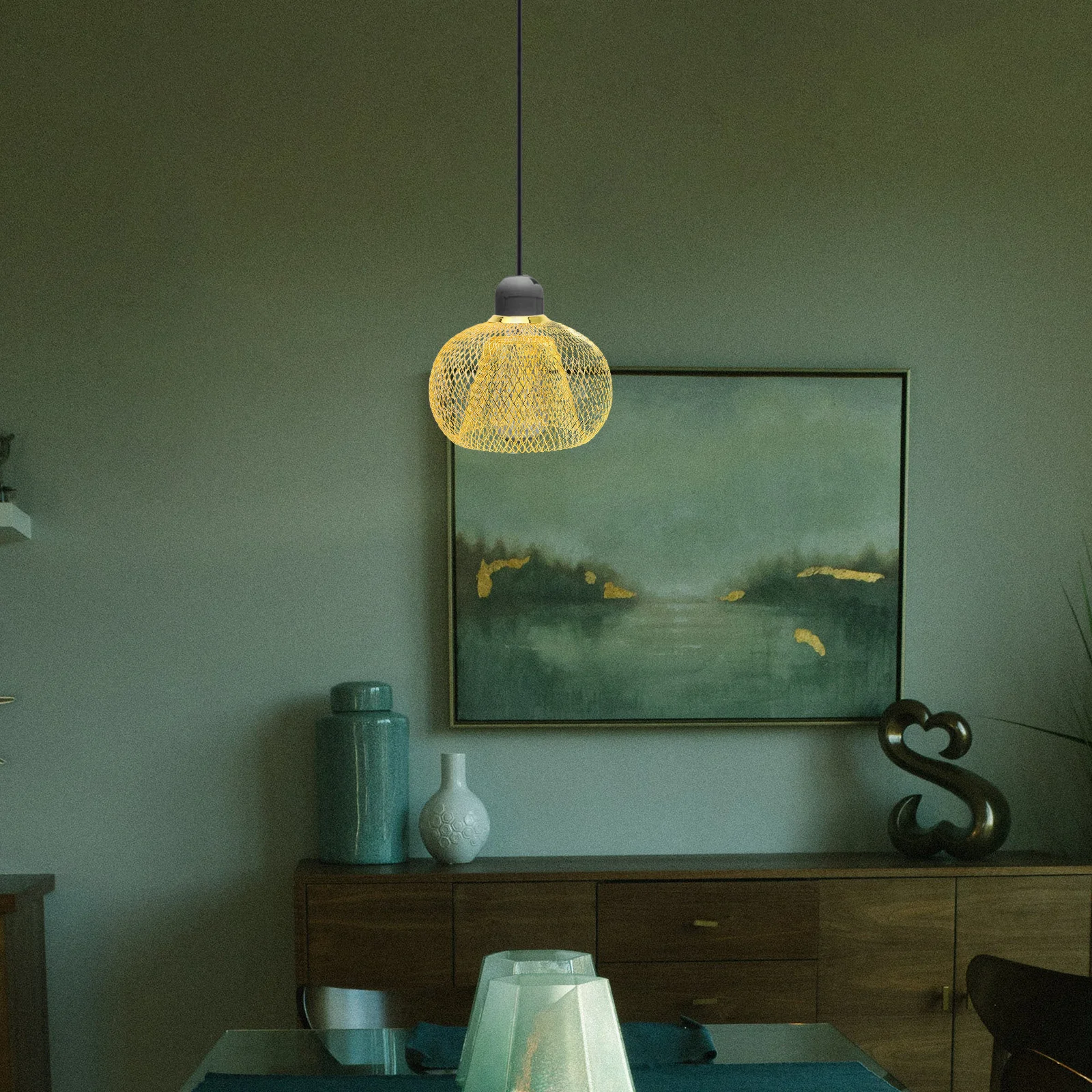 

Iron Wire Lampshade Double Layer Metal Frame Retro Pendant Light Shade Hollow Out Wire Mesh Lamp Shade Cover Vintage Lampshade