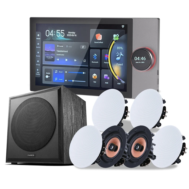 10-Inch  Smart Home Background Music System 8*30W Ceiling Speaker Intelligent Central Control Panel Wall Amplifier