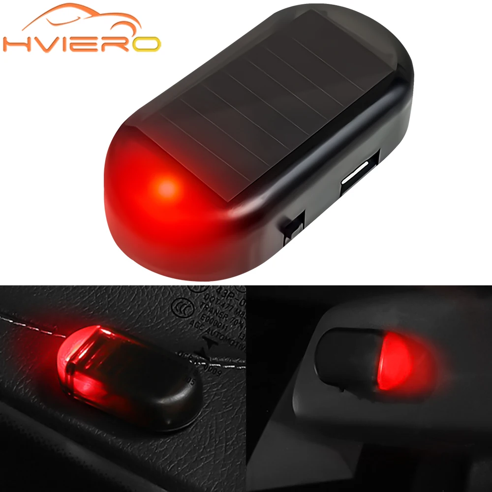 1/2pcs Solar Powered Security Light Led Dummy Alarm Wireless Warning Anti-Theft Strobe Car Decorative LED Flashing Lamp Red Blue