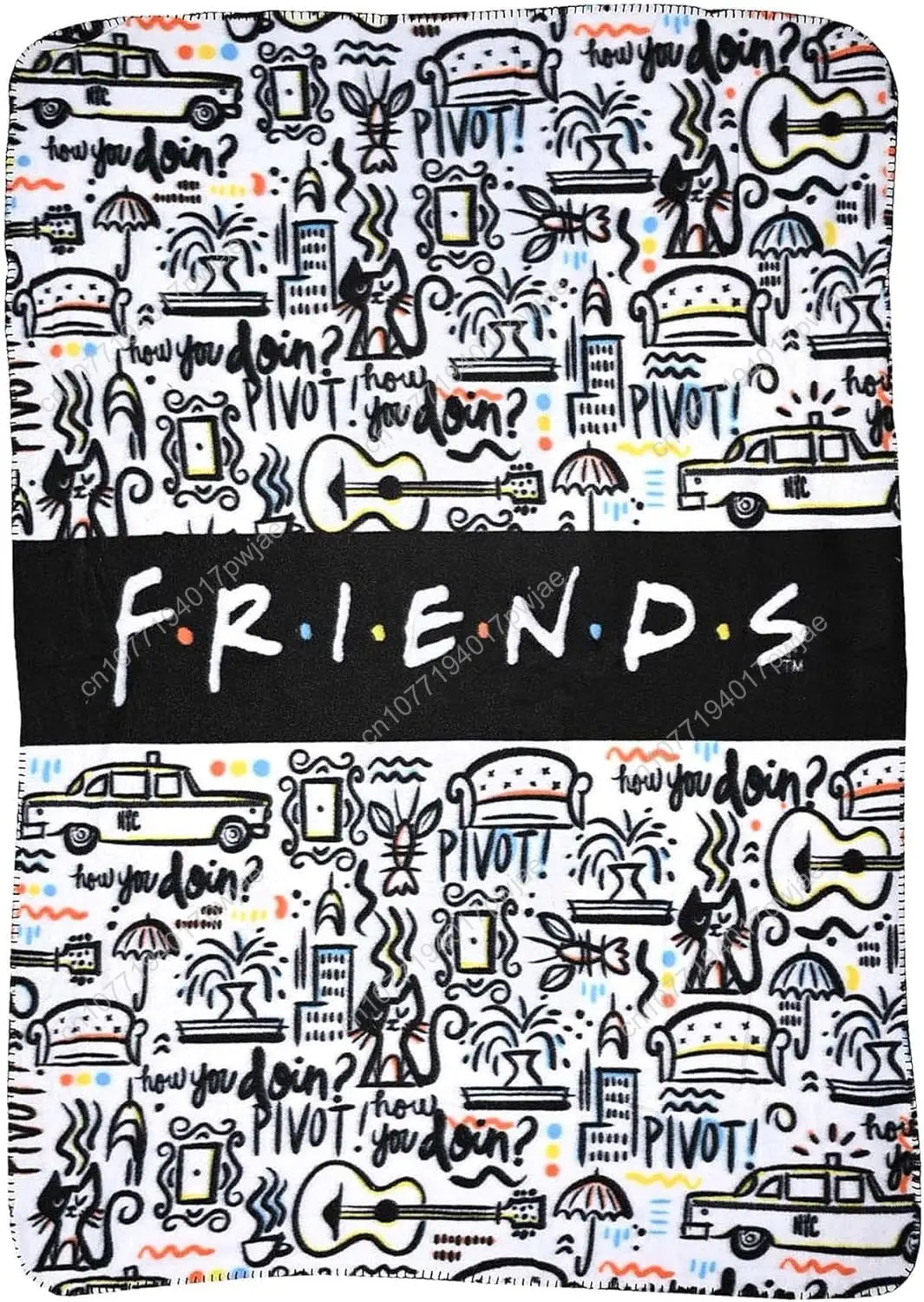 

Northwest The Company - Friends TV Show How You Doin' Pivot NYC Fleece Throw Blanket Soft and Cozy Lightweight Plush Fabric