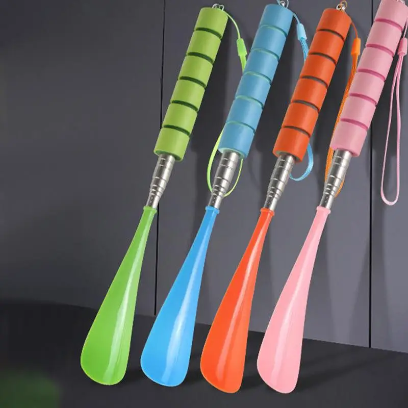 Retractable Shoehorn Lazy Shoe Helper Long Handle Alloy Shoes Lifter Non-slip Shoe Horn Adjustable Seniors Shoe Spoon accessory