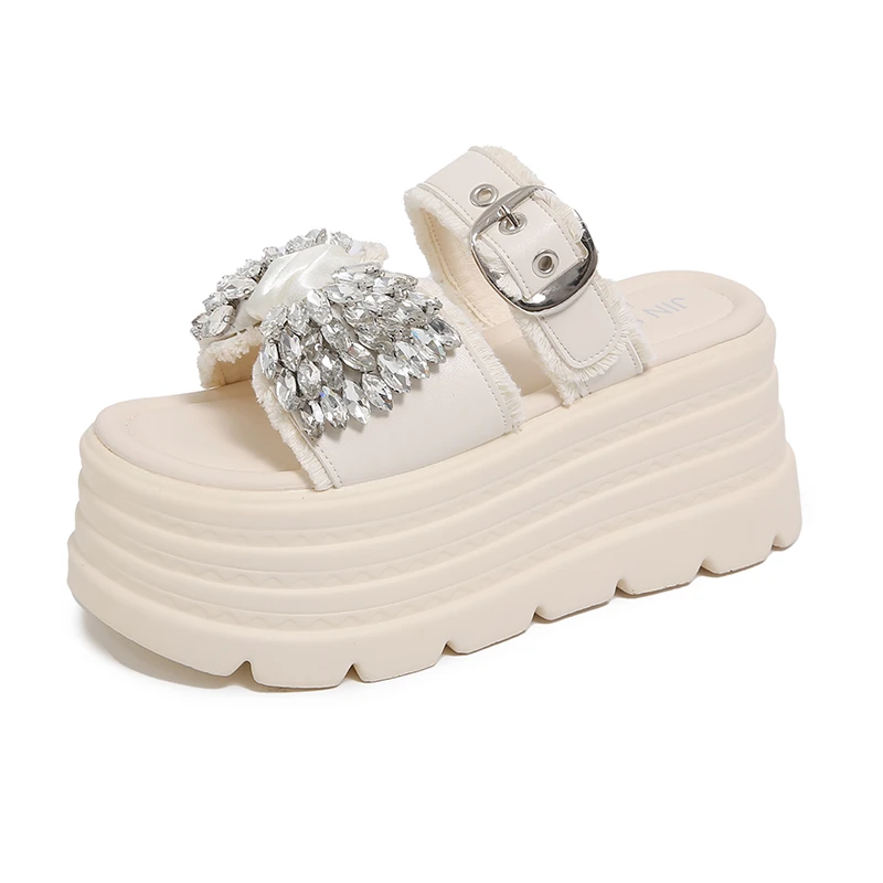 

Platform Shoes Women Summer Sandals Super High Heels Wedges Shoes Women Fashion Butterfiy-knot Solid Sweet Chunky Flats Sandal