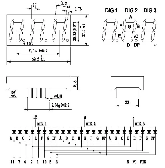 10PCS white LED digital tube white led digital tube   0.8 inches 3 digital tube 3 bit 7 Segment led display common ANODE