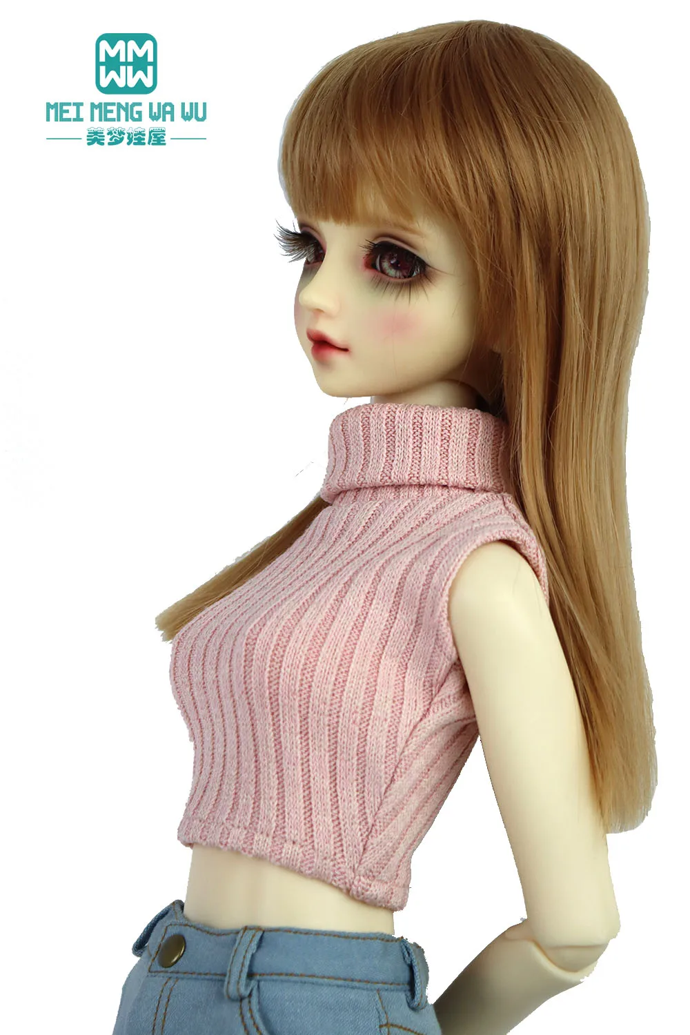 

Fits 58cm-60cm Spherical joint doll 1/3 SD BJD doll clothes Fashion high collar striped shirt, jeans, sweater