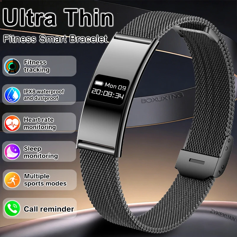 

2026New Smart Bracelet Men Heart Rate Fitness Tracker IPX8 Waterproof Smart Band Pedometer Call Reminder Sports Smartwatch Women