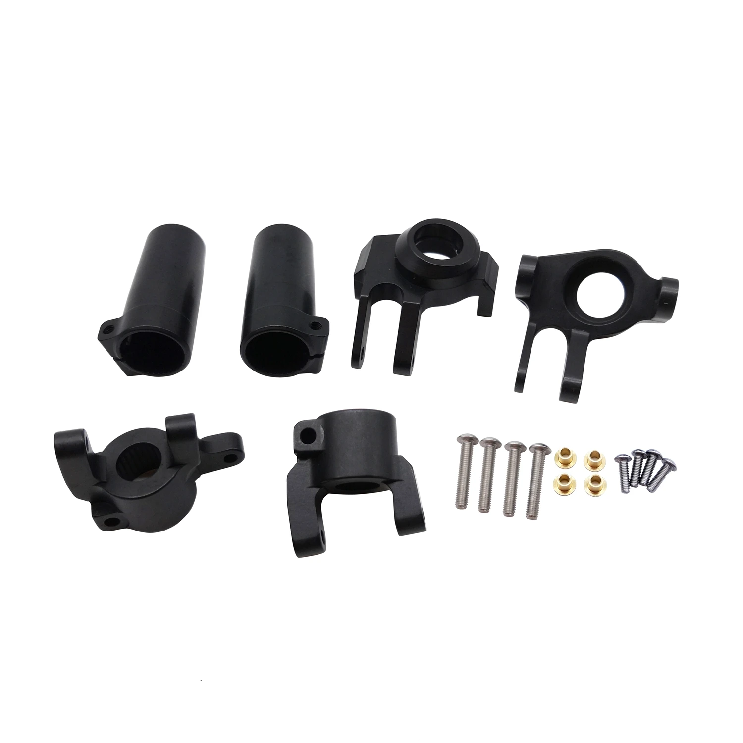 CNC FULL METAL Front Steering Knuckles, C Hub Carrier, Rear Axle Lock Out SET (Black) for AXIAL SCX10 II 90046 90047 AR44 Axle,B