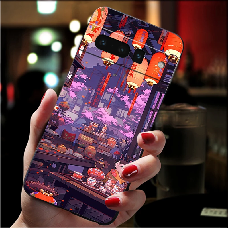 Telefoonhoesje voor Google Pixel 10 9 Pro XL 9A 8 7 6 Pro Pixel 8A 7A 6A Pixel 8 7 6 5 Japan stijlen Winkel Cherry