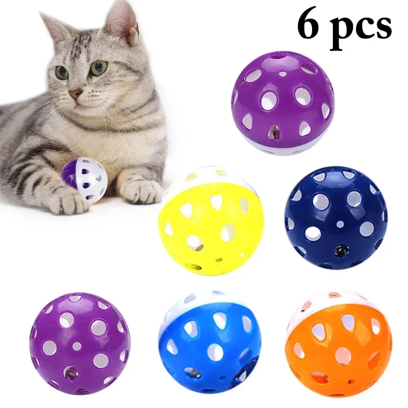 Juguetes de piezas con campana para gatos, pelota de plástico para masticar y rascar, juguete interactivo de entrenamiento, suministros para