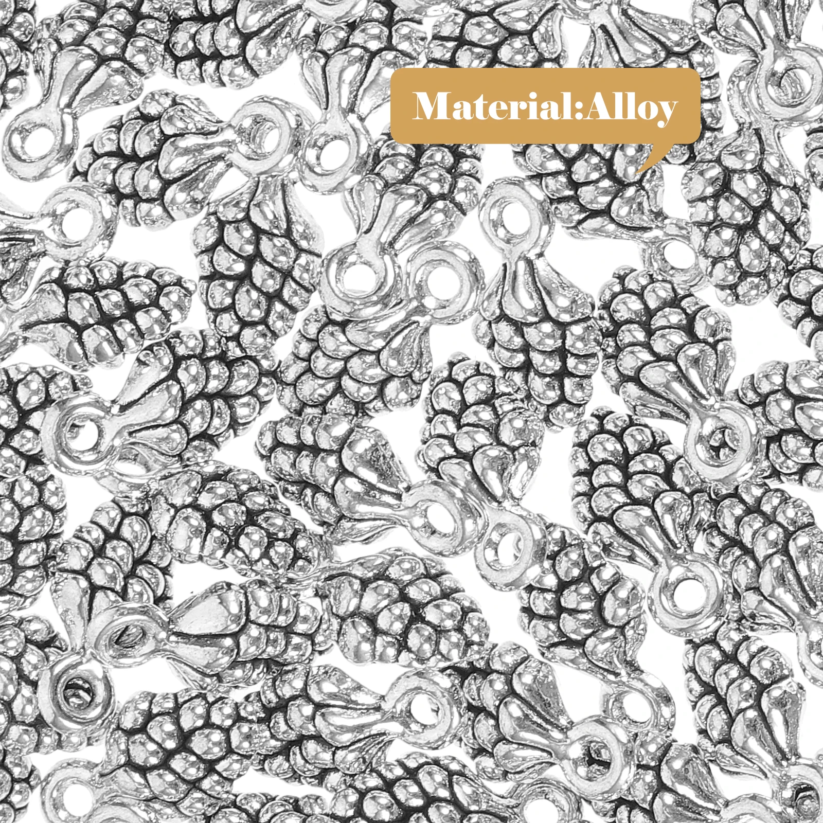 

100 Pcs Christmas Charms for Jewelry Pineapple Necklaces Making Hanging Cone Shape Crafting Diy Pendants