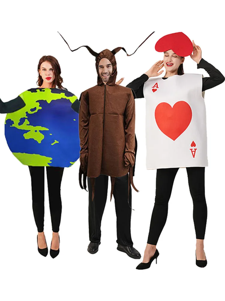 

Blue Earth Suit loween Adult Par Funny Performance Costume Red Heart a Coroach Costume Funny Stage Performance Outfit