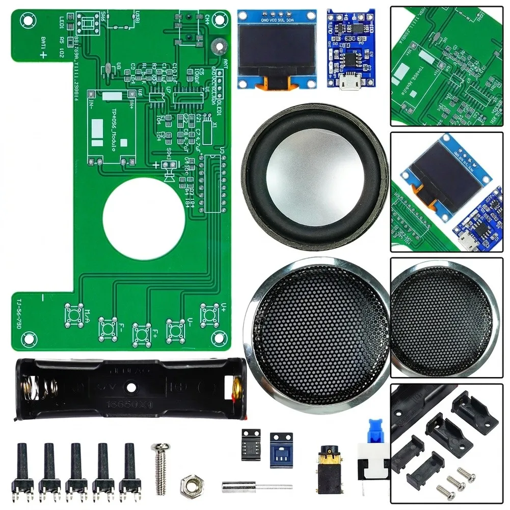 For OLED FM Radio Kit for Electronic Prototyping RDA5807 IC High Sensitivity 300mA Current Draw 117x72x27mm Dimensions