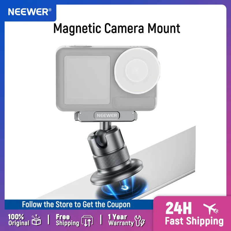 NEEWER حامل كاميرا مغناطيسي 360 ° حامل محول رأس كروي سريع التحرير 1/4 بوصة لـ DJI Osmo 360 / Action 5 Pro/4/3 #1
