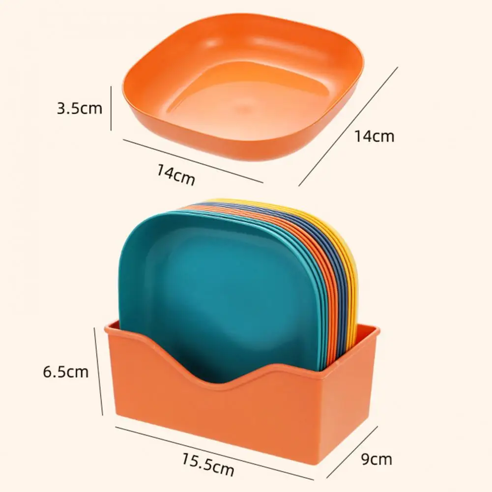 12pcs Multi-function Spit Bone Dish Food Grade Plastic Round Square Set Dining Table Garbage Plate Household Snack Fruit Plate