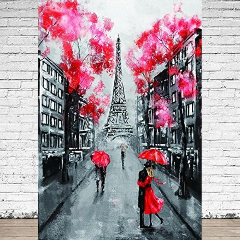 

Watercolor Oil Painting Photography Backdrop Romantic Paris Eiffel Tower Adult Lovers Baby Home Party Portrait Background