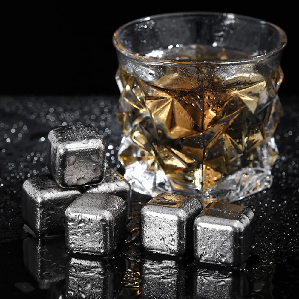 27mm /Pure /Metal Cooling Stones Reusable Quick Freeze Ice Cubes For Bar Beverage Whiskey Wine Chiller Outdoor Camping Accessory