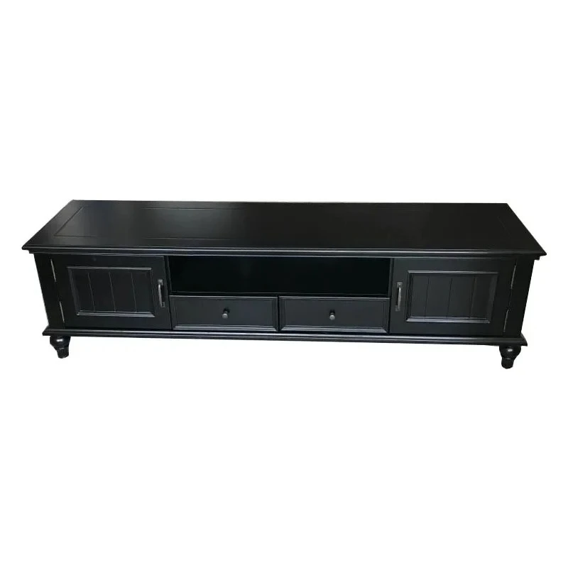 

Solid Wood Black TV Cabinet and Tea Table Combination High-End Chinese Simple 2.2 M Living Room Floor Cabinet Light Luxury