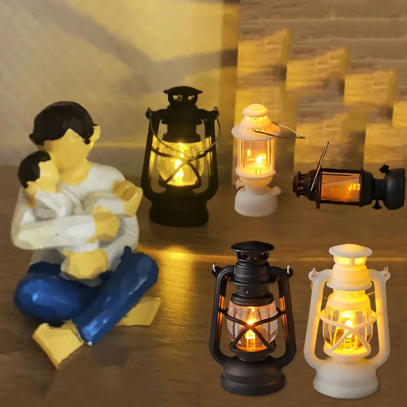 دمية صغيرة Led الرجعية متوهجة المهر فانوس محاكاة Cande ضوء الليل ضوء الدمى مصغرة ضوء الزيت مصباح لعبة ديكور المنزل #6