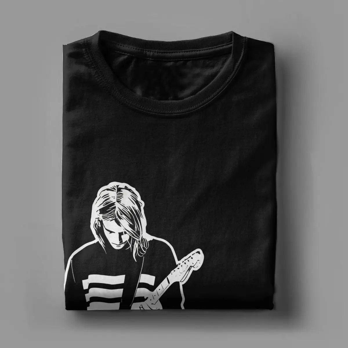 Kurt Cobain Guitar T-Shirt Men Rock-Nirvana Vintage Pure Cotton Tee Shirt Crewneck Short Sleeve T Shirt Gift Idea Tops