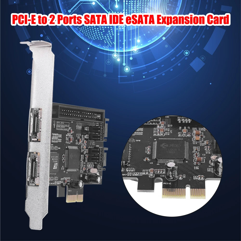 Kartu Ekspansi PCI Express JMB363 PCI-E PCIe Ke 2 Port SATA IDE ESATA Konverter Adaptor Kartu Pengontrol RAID