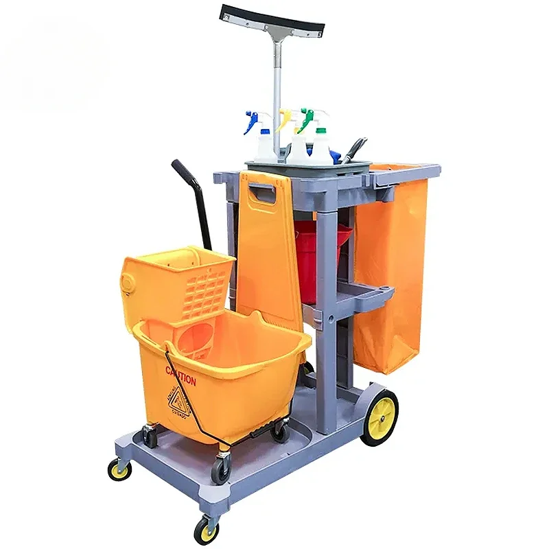 Hotel Cleaning Cart Housekeeping Trolley Hospital Trolley Cart Plastic Cleaning Trolley