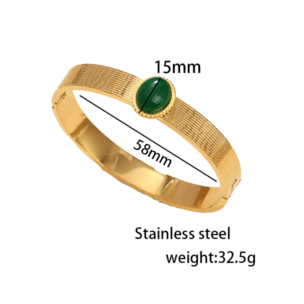 Women's Luxury Red and Green Zircon Inlaid Striped  Bracelets Stainless Steel Gold-plated Noble Wrist Bangle Jewelry Wholesale