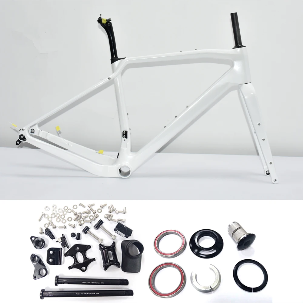 Kameleon Kleur Carbon Racefiets Frame, Volledig Verborgen Kabel, Grind Fietsframe, Schijfrem, 700 * 47c, Cyclocross Frameset