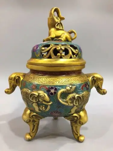 Chinese Antique Cloisonne handmade elephant incense burner Qianlong Year