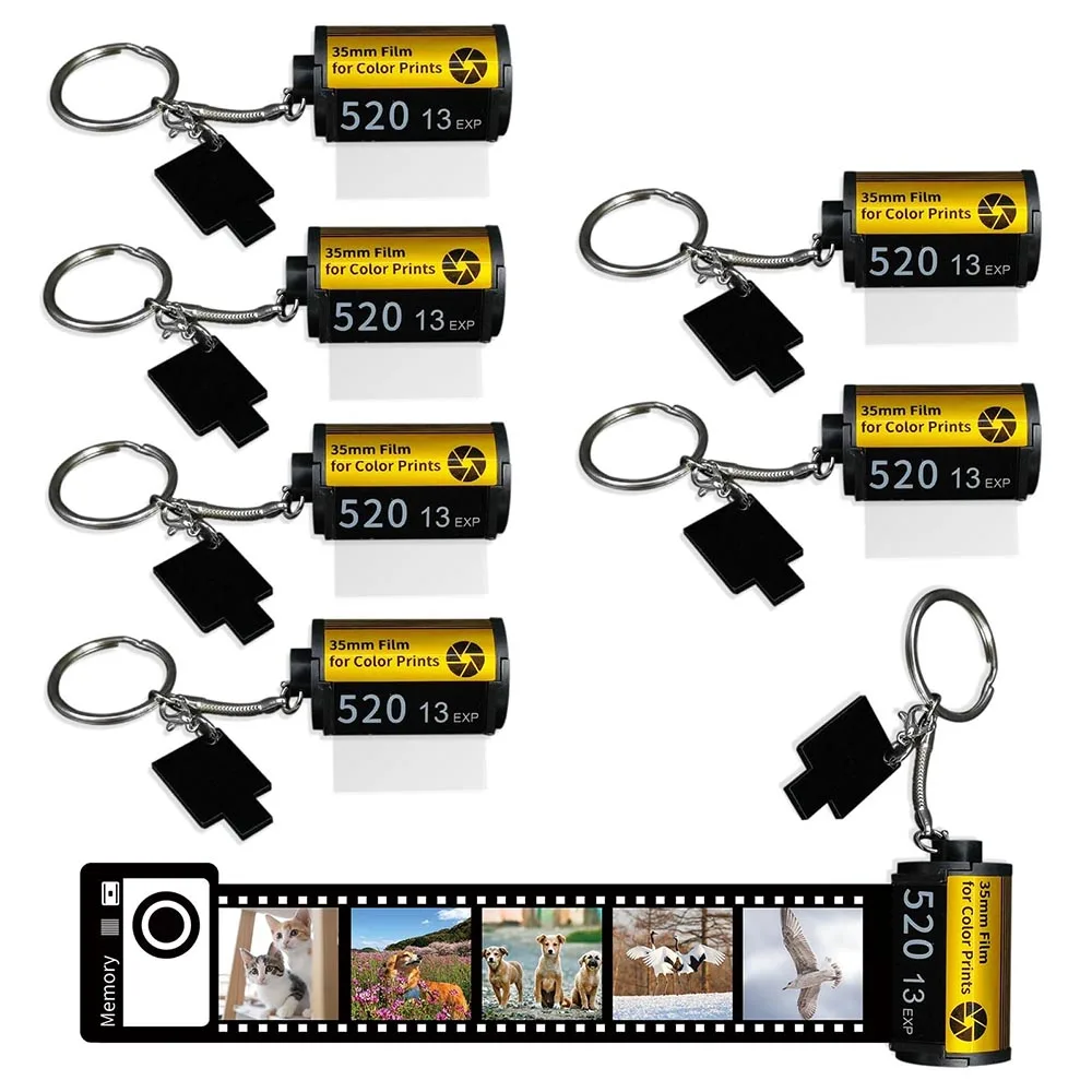 1pc Personalized Custom Photo Picture Camera Film Roll Keychains with Photo Reel Album, Personalized Gifts with MultiPhoto