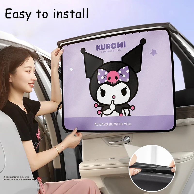 

New Sanrio Hello Kitty Summer Car Window Sun Protection Curtain Sun Visor Insulation Web Kuromi My Melody Car Accessories Gifts