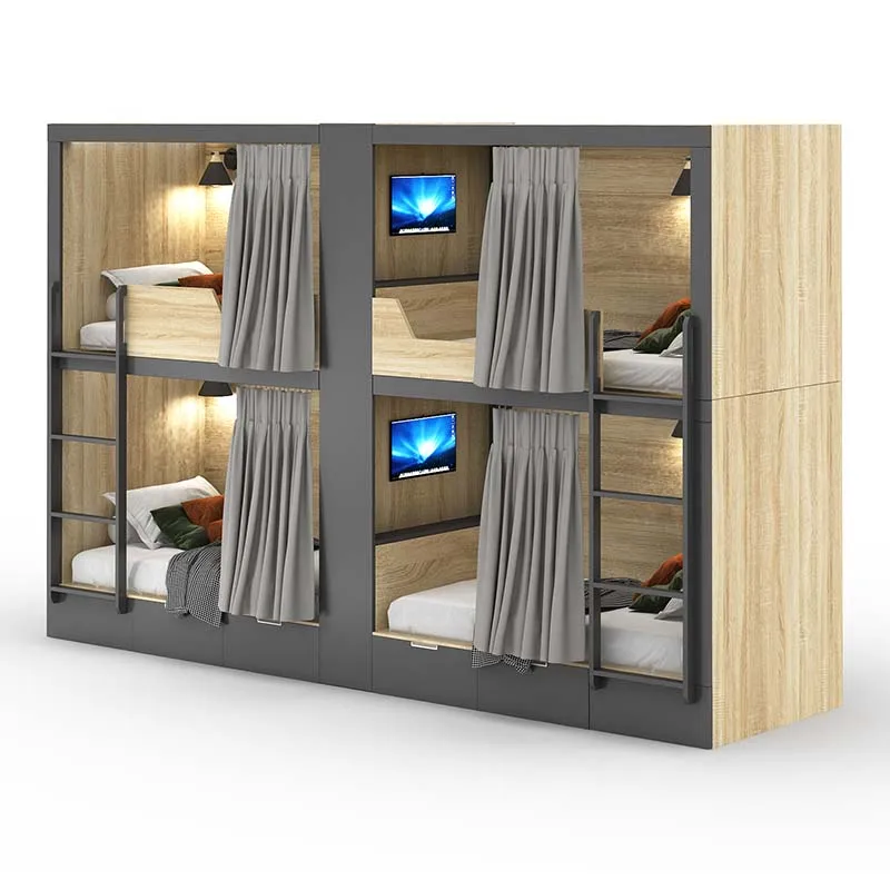 Modern Hotel Apartment Capsule Adult Dormitory Double Bunk Beds Loft Bed With Stairs