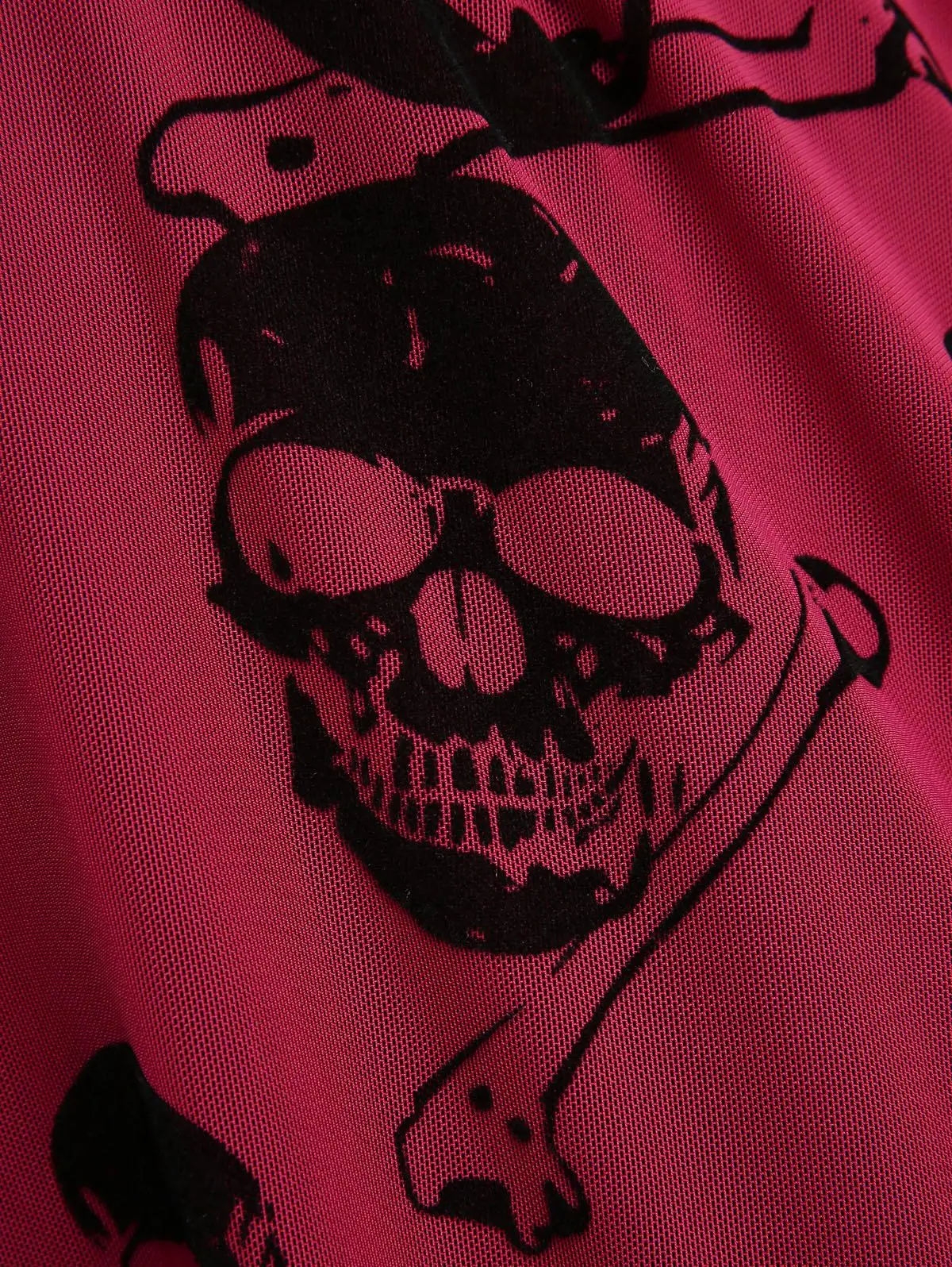 ROSEGAL Abito gotico stampato con osso di teschio con cintura rimovibile, abito rosso senza maniche da donna con fazzoletto floccato