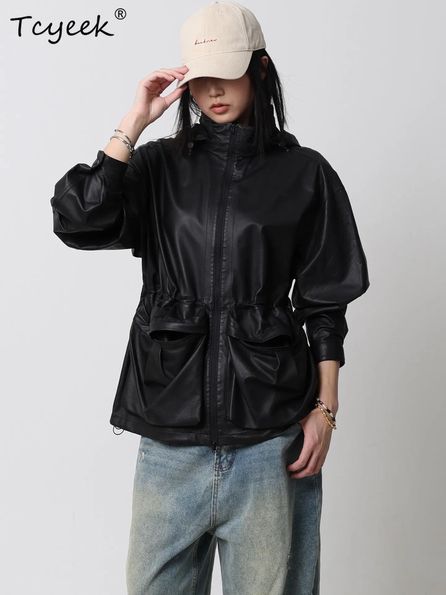 Tcyeek Real Leather Jacket Woman Thin Style Sheepskin Coat Women Spring Autumn Clothes Fashion Outdoor Jackets Jaqueta De Couro