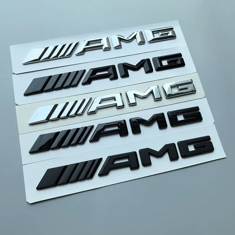 18.8cm for Mercedes Benz AMG C63 E63 A45 CLA45 GLC63 GLE63 CLS63 Trunk Lid Nameplate Logo Sticker Sharp Flat Fonts Chrome Black