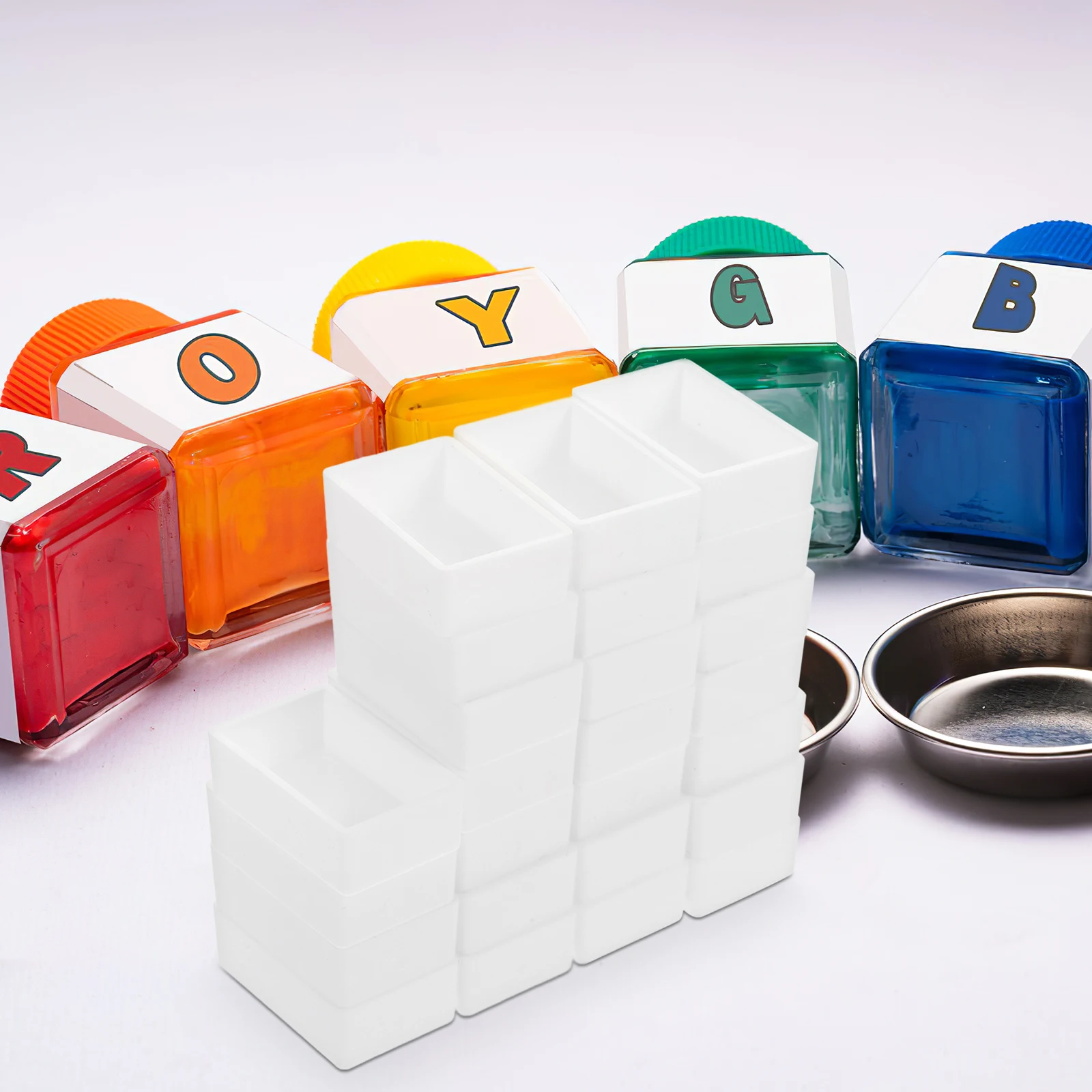 

24Pcs Empty Paint Half Pans Small Silicone Watercolor Palette DIY Storage Compact Travel Painting Tray Empty Paint Half Pans