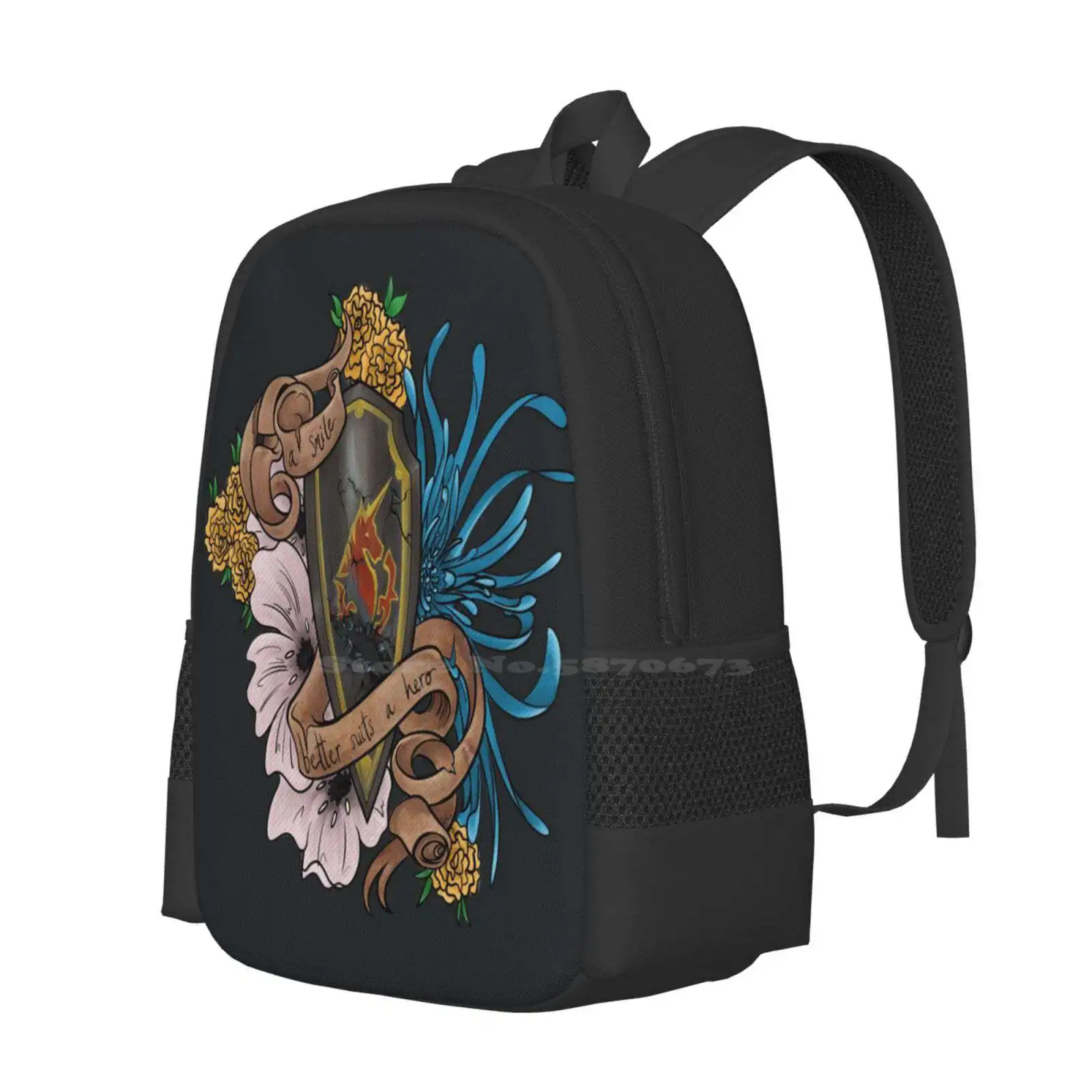 Herói saco de escola grande capacidade mochila portátil tatuagem floral ffxiv ff14 final fantasia 14 final fantasia xiv haurchefant casa