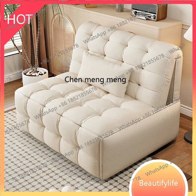 

z1q Smart Electric Retractable Sofa Bed Foldable Dual-Use Napa Leather Single Multi-Function
