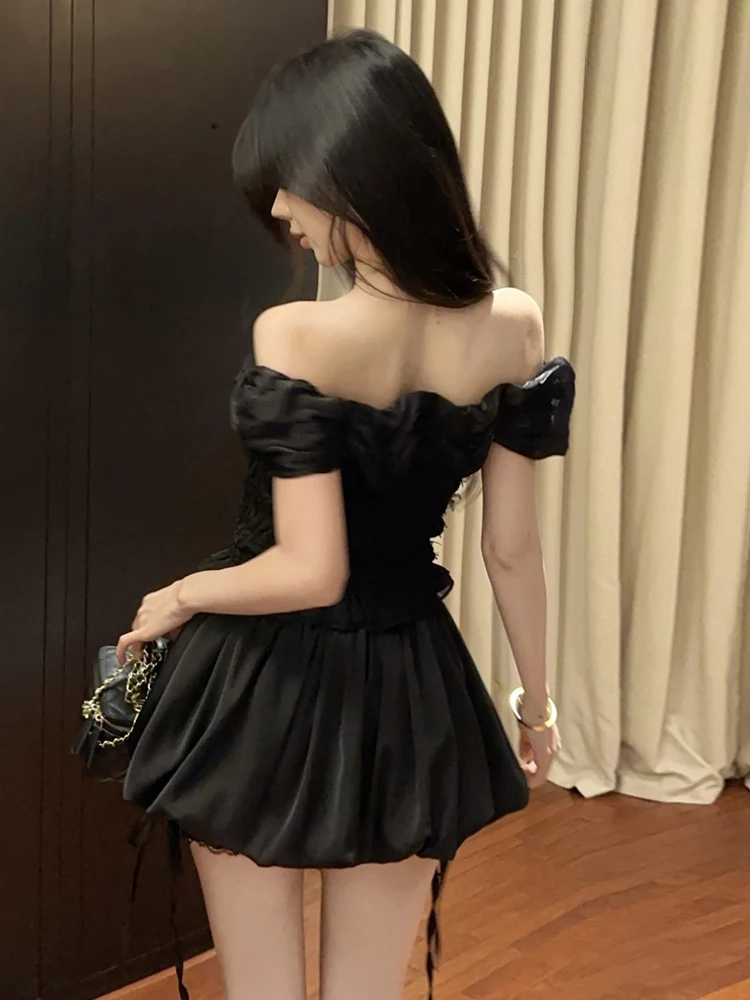 Sweet Fitted Cake Skirt Set with Pearl Embellied Top And High Waist Layered  Dr Tee Piece Women's Faion Ensemble