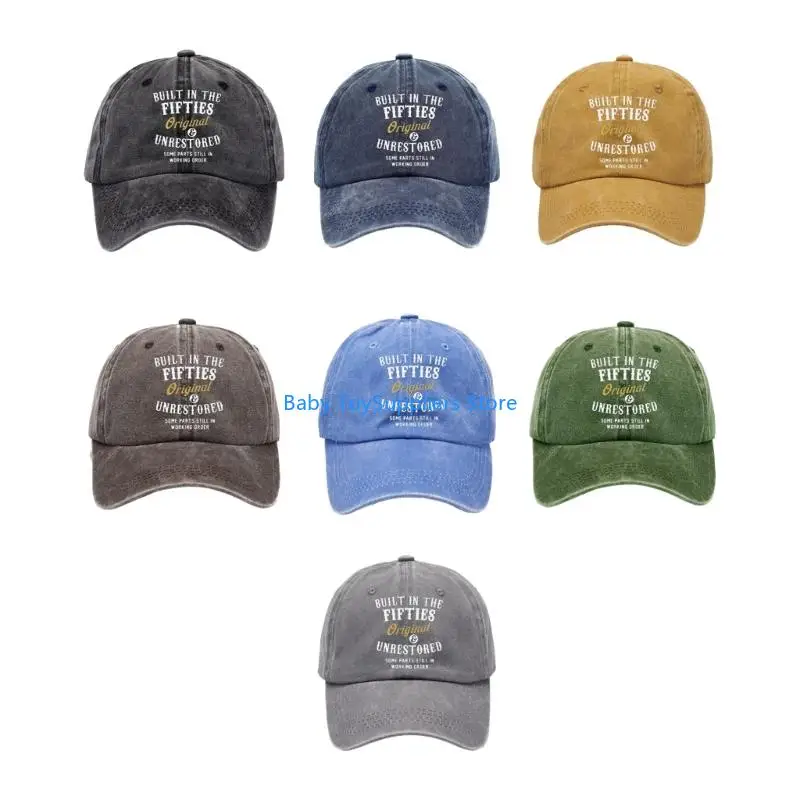 

R1WF 50s Baseball Cap Distressed Adjustable Sun Hat for Adult Daily Outdoor Activty