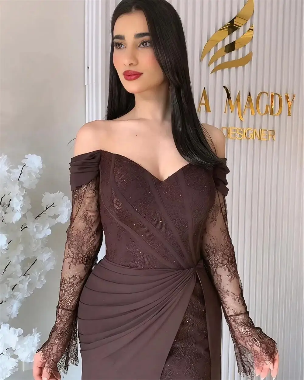 فستان نسائي مخصص عالي الجودة برقبة على شكل حرف v بطول الأرض وشفاف شفافية شفافة من فيستدوس بارا بودا بسحاب فستان عالي الشوكة وصمة عار ংলাونغونزهونبيز