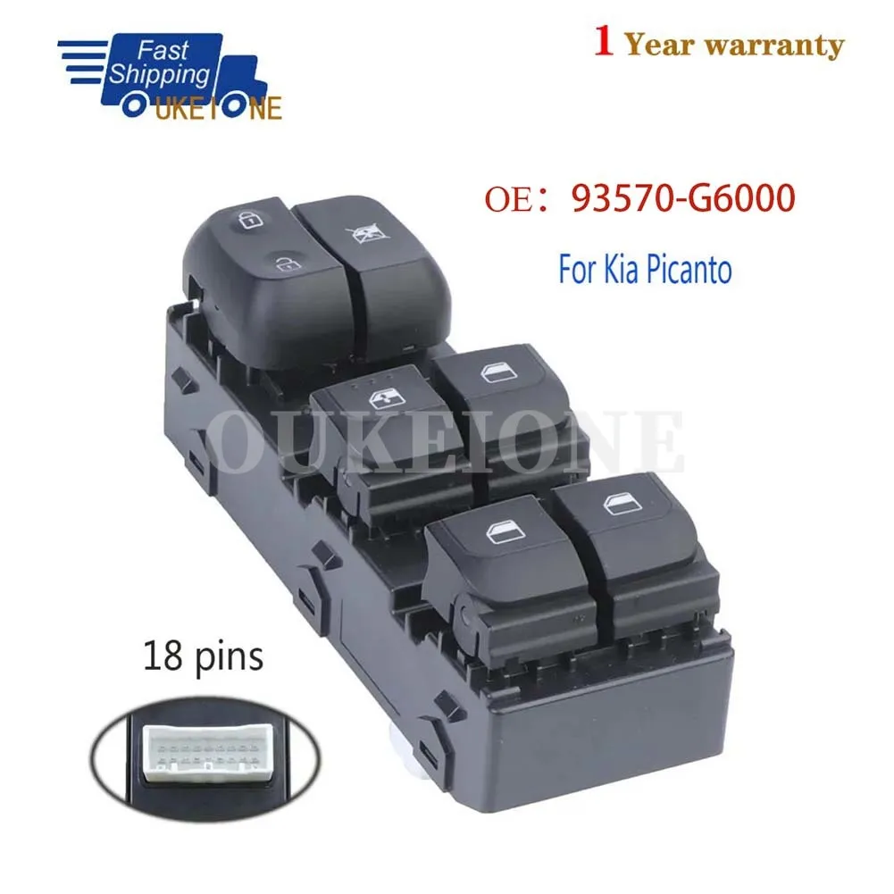 

For 2017 2018 2019 2020 2021 Kia Picanto Front Left Electric Power Window Switch Lifter Button Car Accessories 93570-G6000