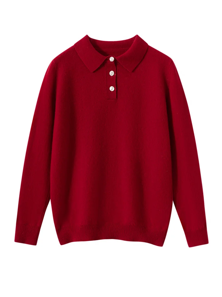 

Boy Girl Polo Collar Wool Sweater Children Autumn Winter Classic Pullover 100% Merino Wool Knitwear Kids Long Sleeve Casual Tops