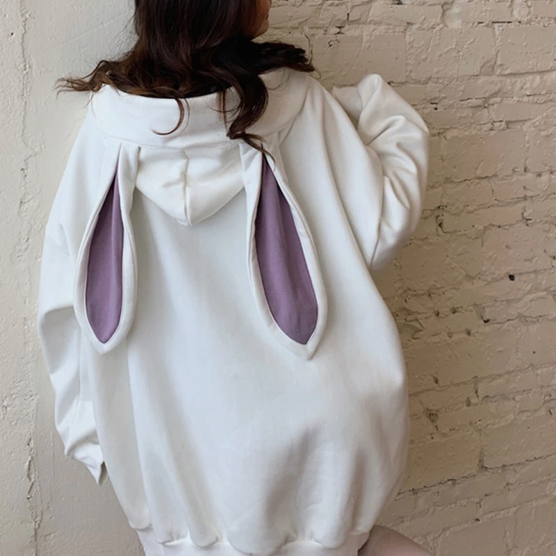 Women Cute Bunny Ear Long Sleeve Lovely Rabbit Tops Sweatshirt Hoodie for JACKET Coats Oversized Sweatshirt Dropshipping