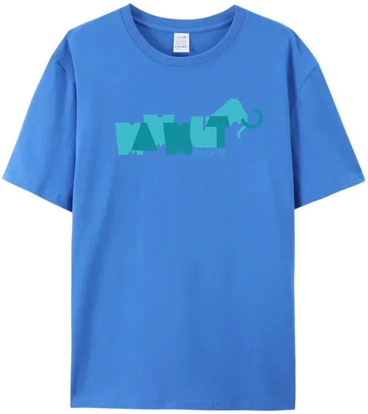 2024 Funny Popular Men\'s T-shirt Mammuts Summer Fashion 100% Cotton Athleisure Double Sided Abstract Logo Cute Top Tees