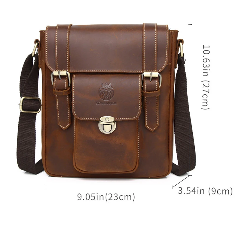 Vintage Genuine Leather Men Shoulder Bag Messenger Postman Bags for Male Husband Phone Office Crossbody Bags Hand Bag Sling Bag