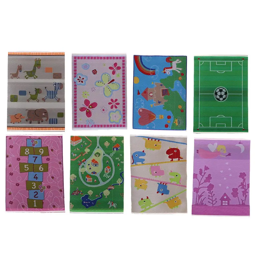Cartoon Style Animal Print Rug Dollhouse Miniature Carpet Living Room Floor Covering for 1 12 Mini Furniture Set view 3