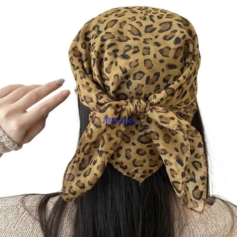 

F3MF Fashion Leopard Print Head Scarf Роскошный шелковый головной убор с леопардовым принтом