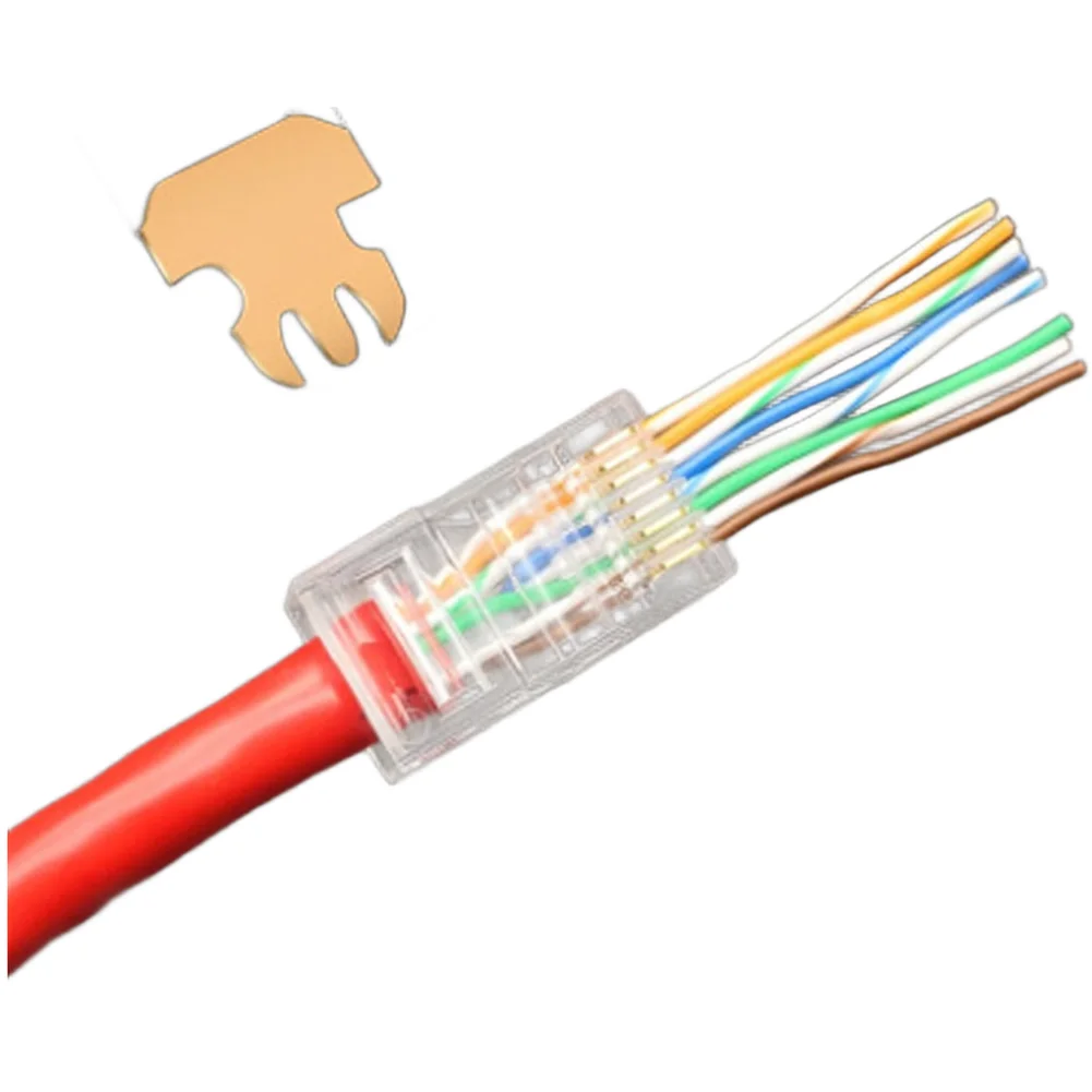 For Cat6 Cat5e Ethernet For RJ45 Connector Gold Plated Pure Copper Through Hole For Network Cable Router And Switch Wiring Acces
