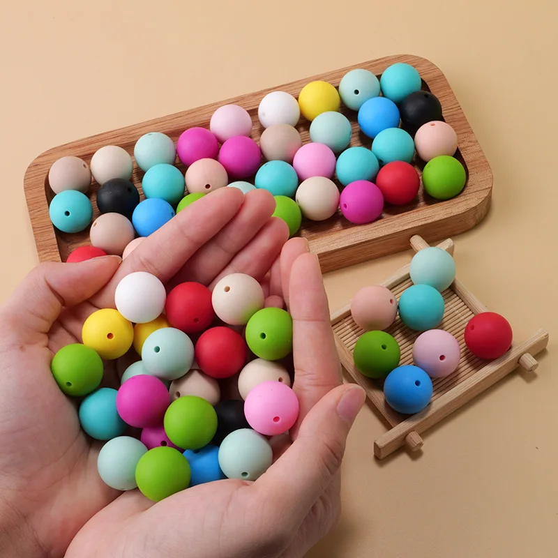 9/12/15MM 30/60/90pcs Fresh Tone Matte Round Beads Set Colorful Silicone Beads Loose Beads DIY Jewelry Making For Keychain Pen